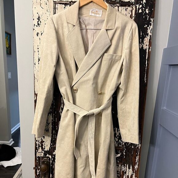 Vintage Abe Schrader 70’s women’s micro suede maxi trench coat.  Size 14. - Picture 1 of 12